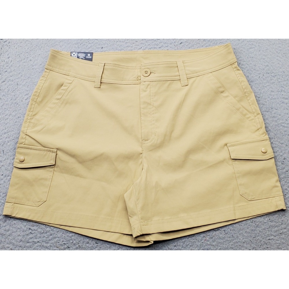 Eddie Bauer Cargo Shorts Women 16 Tan Stretch Performance Utility Hiking Outdoor